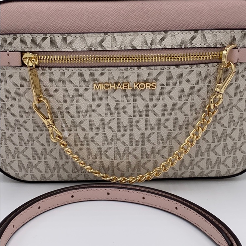 MICHAEL KORS LG EW ZP CHAIN XBODY POWDER BLUSH MLT - Picture 12 of 16